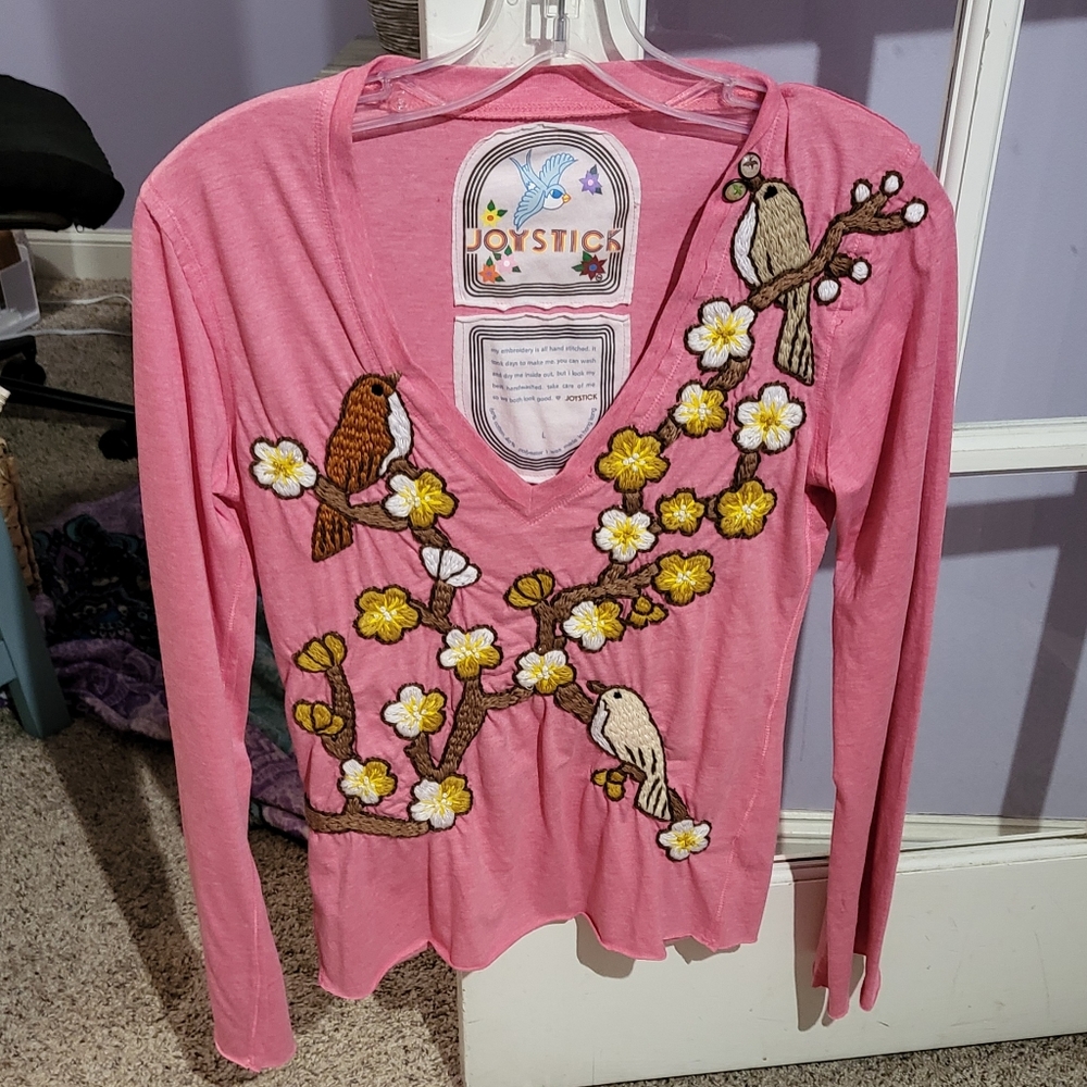 Johnny Was Joystick embroidered shirt L